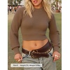image:imageZESICA Womens Fall Mock Neck Cropped Sweaters Long Sleeve Pullover TopsKhaki