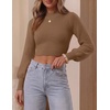 image:imageZESICA Womens Fall Mock Neck Cropped Sweaters Long Sleeve Pullover TopsKhaki