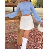 image:imageZESICA Womens Fall Mock Neck Cropped Sweaters Long Sleeve Pullover TopsLightblue