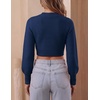 image:imageZESICA Womens Fall Mock Neck Cropped Sweaters Long Sleeve Pullover TopsNavy