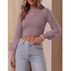 image:imageZESICA Womens Fall Mock Neck Cropped Sweaters Long Sleeve Pullover TopsPurple