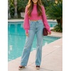 image:imageZESICA Womens Fall Mock Neck Cropped Sweaters Long Sleeve Pullover TopsRose