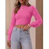 image:imageZESICA Womens Fall Mock Neck Cropped Sweaters Long Sleeve Pullover TopsRose