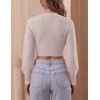 image:imageZESICA Womens Fall Mock Neck Cropped Sweaters Long Sleeve Pullover TopsSand