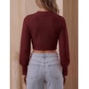 image:imageZESICA Womens Fall Mock Neck Cropped Sweaters Long Sleeve Pullover TopsWine
