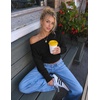 image:imageZESICA Womens Fall Off Shoulder Cinched Waist Cropped Sweaters TrendyBlack