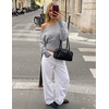 image:imageZESICA Womens Fall Off Shoulder Cinched Waist Cropped Sweaters TrendyGray