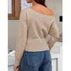 image:imageZESICA Womens Fall Off Shoulder Cinched Waist Cropped Sweaters TrendyOats
