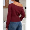 image:imageZESICA Womens Fall Off Shoulder Cinched Waist Cropped Sweaters TrendyWine