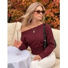 image:imageZESICA Womens Fall Off Shoulder Cinched Waist Cropped Sweaters TrendyWine