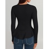 image:imageZESICA Womens Fall Ruffle Peplum Sweaters Cropped Pullover TopsBlack