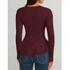 image:imageZESICA Womens Fall Ruffle Peplum Sweaters Cropped Pullover TopsBurgundy