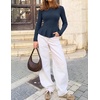 image:imageZESICA Womens Fall Ruffle Peplum Sweaters Cropped Pullover TopsNavy