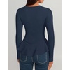 image:imageZESICA Womens Fall Ruffle Peplum Sweaters Cropped Pullover TopsNavy