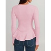 image:imageZESICA Womens Fall Ruffle Peplum Sweaters Cropped Pullover TopsPink
