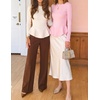image:imageZESICA Womens Fall Ruffle Peplum Sweaters Cropped Pullover TopsPink