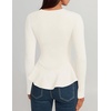 image:imageZESICA Womens Fall Ruffle Peplum Sweaters Cropped Pullover TopsWhite
