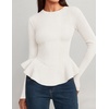 image:imageZESICA Womens Fall Ruffle Peplum Sweaters Cropped Pullover TopsWhite