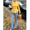 image:imageZESICA Womens Fall Ruffle Peplum Sweaters Cropped Pullover TopsYellow
