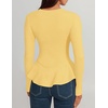 image:imageZESICA Womens Fall Ruffle Peplum Sweaters Cropped Pullover TopsYellow