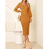 image:imageZESICA Womens Fall Slit Knit Long Sleeve Bodycon Sweater DressGoldentea