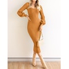 image:imageZESICA Womens Fall Slit Knit Long Sleeve Bodycon Sweater DressGoldentea
