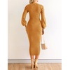 image:imageZESICA Womens Fall Slit Knit Long Sleeve Bodycon Sweater DressGoldentea