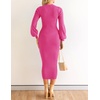 image:imageZESICA Womens Fall Slit Knit Long Sleeve Bodycon Sweater DressRose