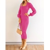 image:imageZESICA Womens Fall Slit Knit Long Sleeve Bodycon Sweater DressRose