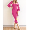 image:imageZESICA Womens Fall Slit Knit Long Sleeve Bodycon Sweater DressRose