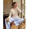 image:imageZESICA Womens Fall Sweaters Crewneck Cinched Waist Pullover TopsApricot