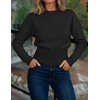 image:imageZESICA Womens Fall Sweaters Crewneck Cinched Waist Pullover TopsBlack