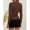 image:imageZESICA Womens Fall Sweaters Crewneck Cinched Waist Pullover TopsBrown