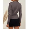 image:imageZESICA Womens Fall Sweaters Crewneck Cinched Waist Pullover TopsGreytaupe