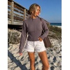image:imageZESICA Womens Fall Sweaters Crewneck Cinched Waist Pullover TopsGreytaupe
