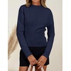 image:imageZESICA Womens Fall Sweaters Crewneck Cinched Waist Pullover TopsNavy