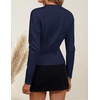 image:imageZESICA Womens Fall Sweaters Crewneck Cinched Waist Pullover TopsNavy