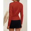 image:imageZESICA Womens Fall Sweaters Crewneck Cinched Waist Pullover TopsRed