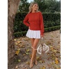 image:imageZESICA Womens Fall Sweaters Crewneck Cinched Waist Pullover TopsRed
