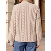 image:imageZESICA Womens Fall Sweaters Oversized Mock Neck Cable Knit OutfitsApricot
