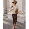 image:imageZESICA Womens Fall Sweaters Oversized Mock Neck Cable Knit OutfitsApricot