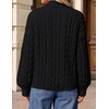 image:imageZESICA Womens Fall Sweaters Oversized Mock Neck Cable Knit OutfitsBlack