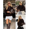 image:imageZESICA Womens Fall Sweaters Oversized Mock Neck Cable Knit OutfitsCoffee