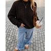 image:imageZESICA Womens Fall Sweaters Oversized Mock Neck Cable Knit OutfitsCoffee