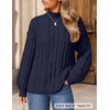 image:imageZESICA Womens Fall Sweaters Oversized Mock Neck Cable Knit OutfitsNavy