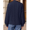 image:imageZESICA Womens Fall Sweaters Oversized Mock Neck Cable Knit OutfitsNavy