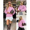 image:imageZESICA Womens Fall Sweaters Oversized Mock Neck Cable Knit OutfitsPink