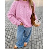 image:imageZESICA Womens Fall Sweaters Oversized Mock Neck Cable Knit OutfitsPink