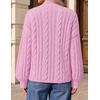 image:imageZESICA Womens Fall Sweaters Oversized Mock Neck Cable Knit OutfitsPink