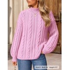 image:imageZESICA Womens Fall Sweaters Oversized Mock Neck Cable Knit OutfitsPink